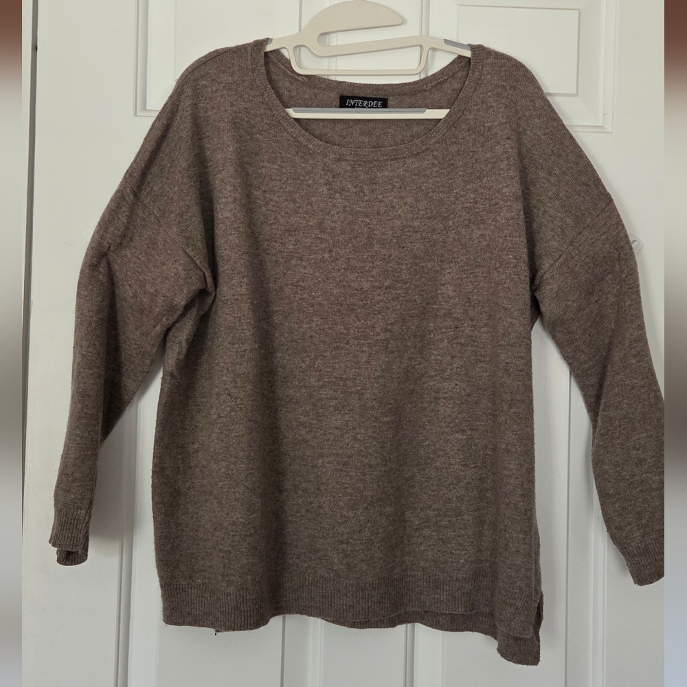 Interdee Women's Taupe Crewneck Sweater - Wool / Cashmere Blend Women's M